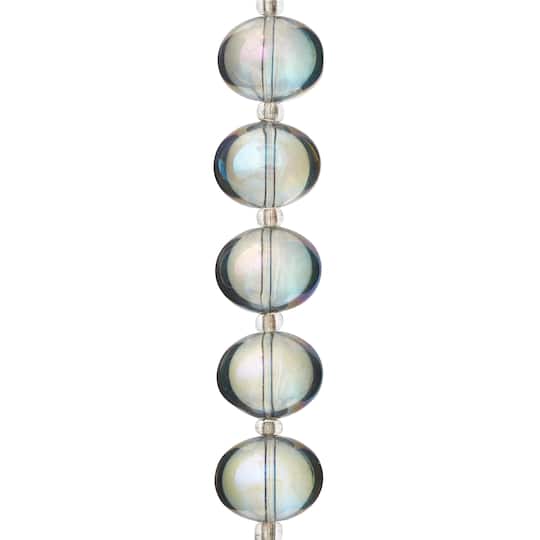 Aqua Luster Glass Medium Oval Beads, 15mm by Bead Landing™